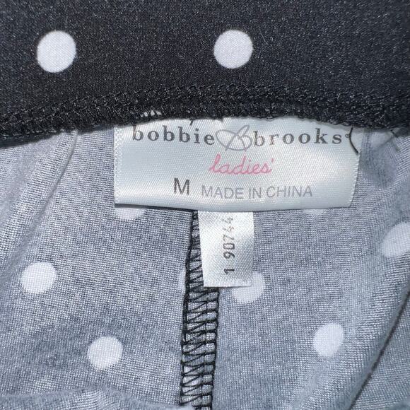 Black White Polka Dot Lightweight Lounge Pants Size Medium Bobbie Brooks - Picture 2 of 5